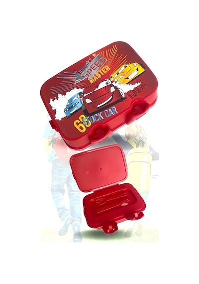 Lisanslı 4 Bölmeli Beslenme Kutusu Yemek Saklama Kabı - Beslenme Çantası Çocuk Piknik Seti Mama Kabı Speed Master