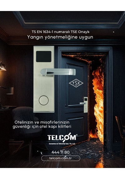 Yangına Dayanıklı Kartlı Otel Kapı Kilidi Otel Oda Kilidi Telcom Coral 1 Adet