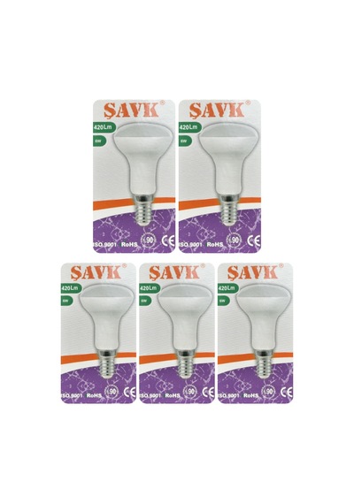 5 Adet Şavk 6w 37w Sarı Işık 3000k E14 Duylu İnce Duy Led R50 Ampul