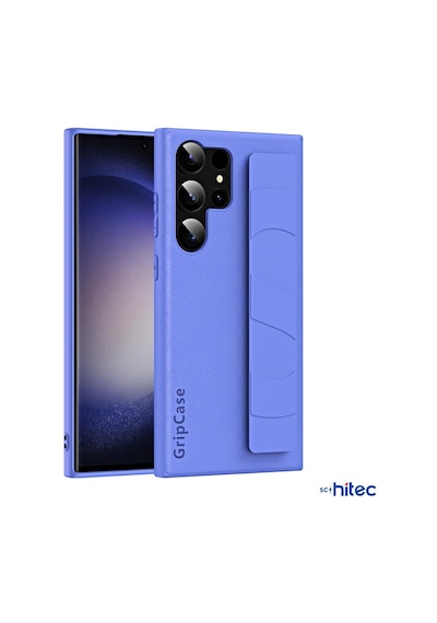 Schitec Samsung Galaxy S24 Ultra Uyumlu Premium Case Parmak Askılı Telefon Kılıfı Mavi