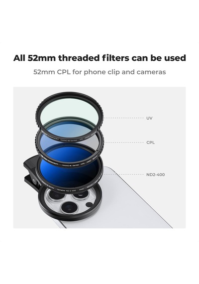 K&f Concept Klipsli 52mm Cpl Filtre Seti - Tüm Telefonlarla Uyumludur