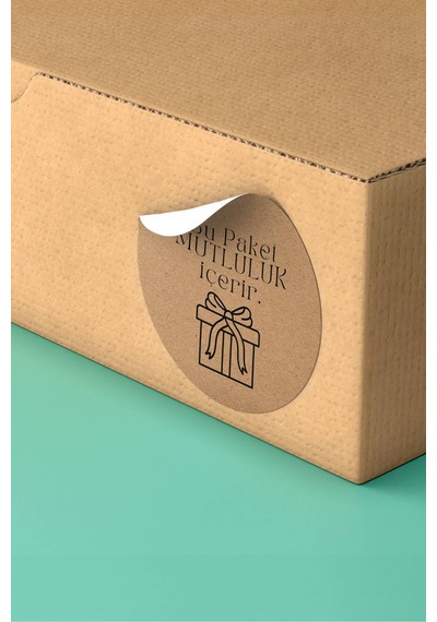 Kraft Bu Paket Mutluluk İçerir Sticker 3x3cm St2303 Çok Renkli