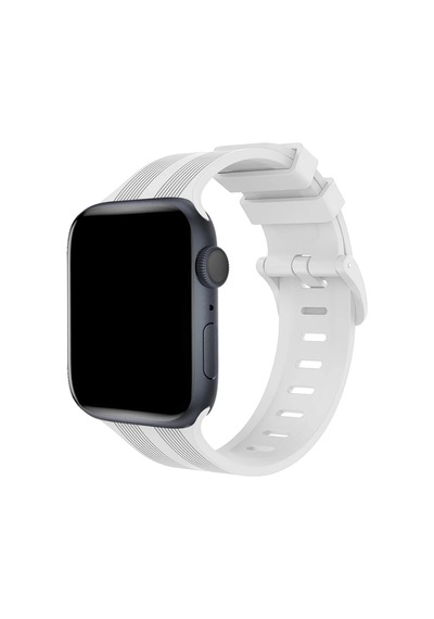 Gld-spt- Newface Apple Uyumlu Watch 38mm Kr408 Çizgili Silikon Kordon - Beyaz