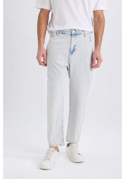 DeFacto %100 Pamuk Relaxed Slouchy Fit Rahat Beli Lastikli Rahat Kesim Dar Paça Siyah Jean Pantolon B8321AX25SPNM63