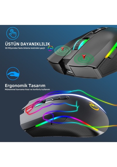 T69 Kablosuz Rgb 4800 Dpı Oyuncu Mouse - 650 Mah Yüksek Kapasiteli Batarya Diğer