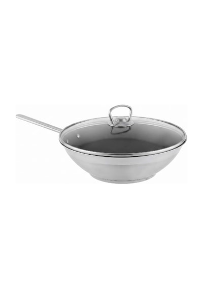 Schafer Held Çelik Wok Tava 28 Cm Cam Kapaklı Gri