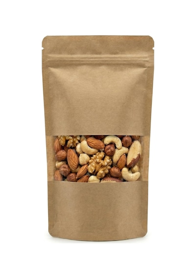Meldoro Pencereli Kraft Doypack Kilitli Poşet 11x18,5 Cm - 50 Adet - Dik Duran Kilitli Torba, Küçük Boy Yaklaşık 100 Gr Malzeme İçin 4296