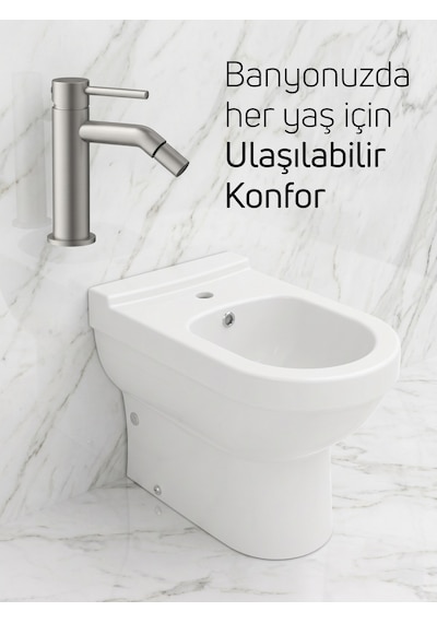 Vitroya Duvara Dayalı Bide Ve Armatür Seti Beyaz