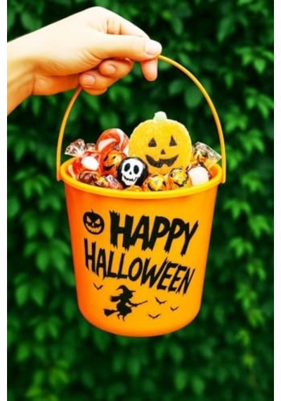 Halloween Işıklı Gövdeli Şeker Kovası Bal Kabağı Turuncu Diğer