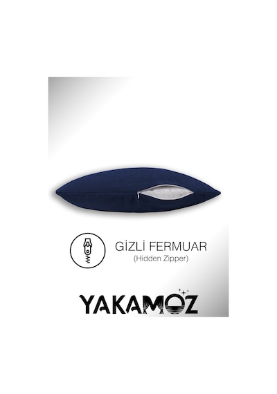 Br Yakamoz Gece Mavisi Kırlent , Yastık Kılıfı Kadife Görünümlü Velvet Touch Serisi Gece Mavisi
