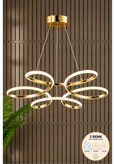 Marina Model Gold 3 Renk Mutfak Hol Antre Salon Oturma Yatak Odası Modern Metal Led Avize