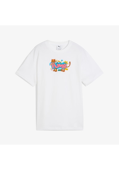 Puma Graphic Leopard Çocuk Beyaz T-shirt 632225 Beyaz