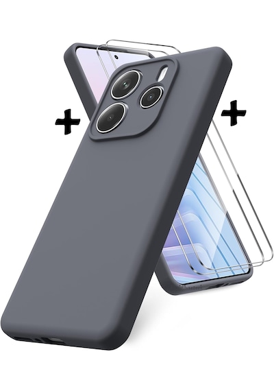 Xiaomi Redmi Note 14 Kılıf Korumalı Silikon + Ekran Koruyucu Cam