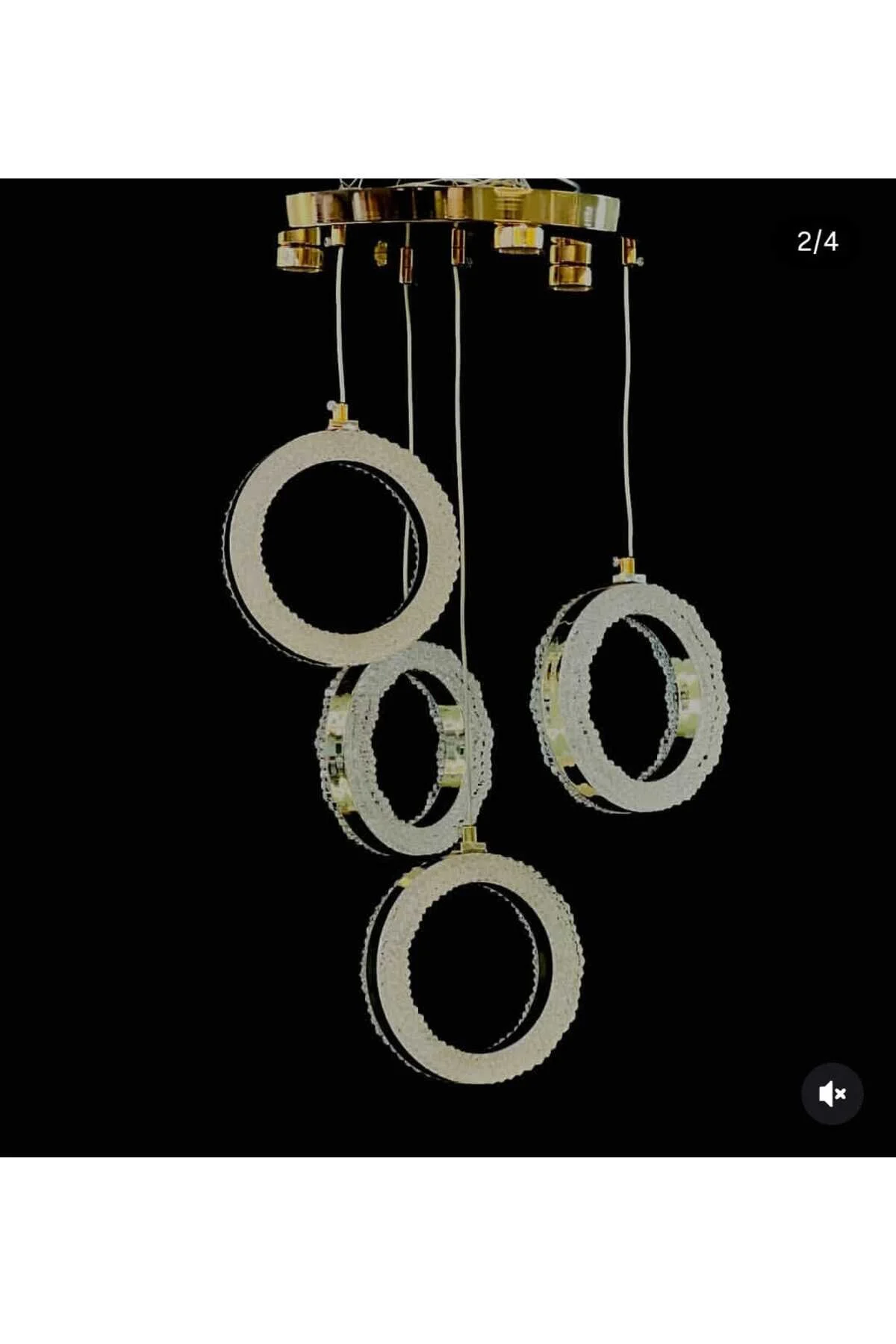 Bohem Aydınlatma Modern 3 Renk Led Halka Model Sarkıt Avize Gold