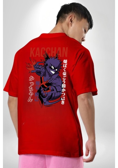 Kasuki Bakugo Anime Kırmızı Oversize Unisex Ön Ve Sırt Baskılı Tişört Kırmızı Kasuki Bakugo Anime Kırmızı Oversize Unisex Ön Ve Sırt Baskılı Tişört Kırmızı