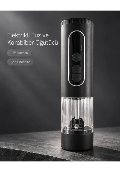 Mutfak Ve Sofra Kullanımına Uygun Çift Hazneli Elektrikli Tuz Karabiber Öğütücü Diğer