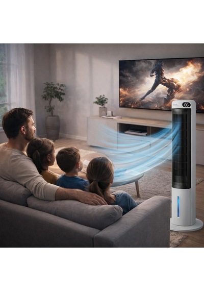Ev Tipi Kule Tipi Vantilatör & Soğutucu 70w Güçlü Hava Akışı, 3 Kademe Hız, 3l Su Tanklı