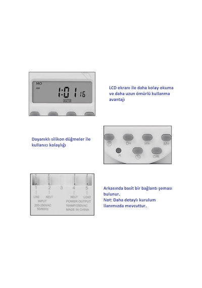 CN101A Programlanabilir Gecikmeli Haftalık 220 Volt Zaman Rölesi