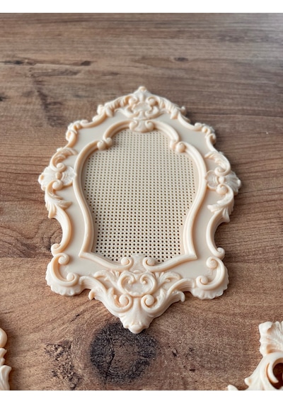 3'lü Vintage Nakış Çerçevesi - Etamin Kanaviçe Krem