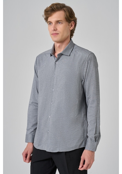 Morven Erkek Gri Slim Fit İtalyan Yaka Gömlek 25mc004069100 Gri Gri