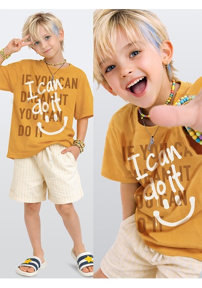Denokids I Can Erkek Çocuk T-shirt Şort Takım Çok Renkli