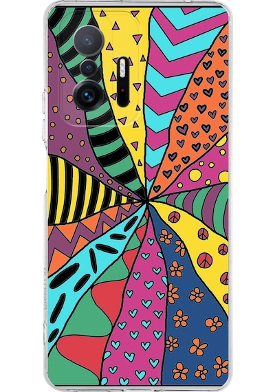 Xiaomi Mi 11t İle Uyumlu 1mm Slim Fit Retro Colors 4 Baskılı Şeffaf Kılıf Şeffaf