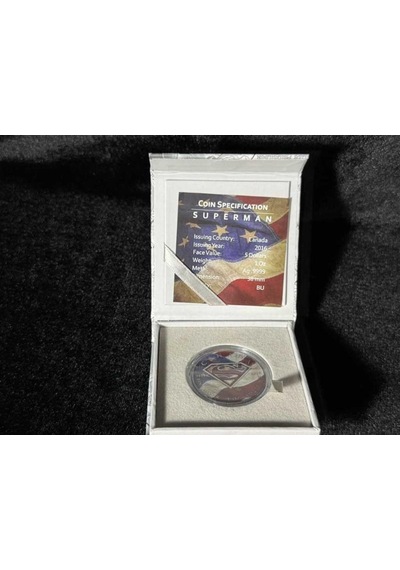 Superman Usa Bayrağı 2016 Kanada 1 Oz Saf Gümüş Hatıra Parası Renkli Ve Antik Yüzey