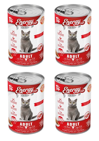 Energy Sığır Etli Yetişkin Yaş Konserve Kedi Maması 4 x 400 G