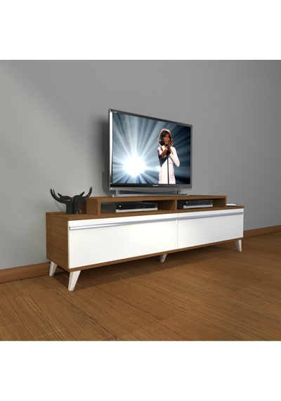 Decoraktiv Ekoflex 4 Mdf Retro Tv Ünitesi Tv Sehpası Ceviz - Beyaz