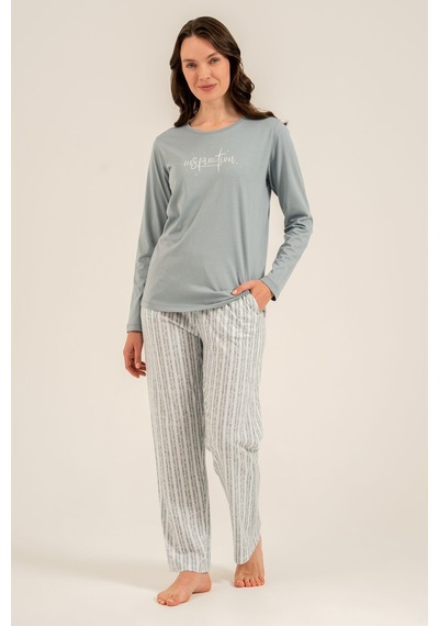 Arnetta Kadın Dream Create Love Yeşil Uzun Kol Pijama Takım Ar3778-s-v1 Ar3778-s-v1