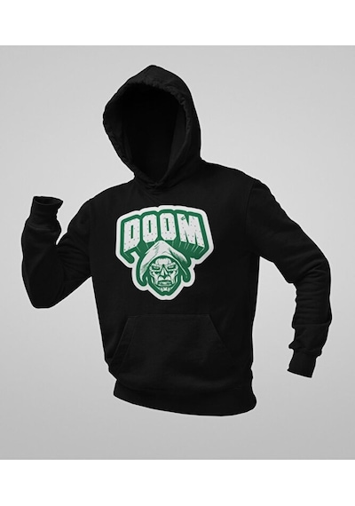 Sevbano Doctor Doom Marvel Karakter Baskılı Unisex Oversize Hoodie Siyah