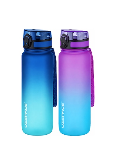 Uzspace 2'li Tritan Matara Seti 800 Ml Çift Renk Softtouch Ff Collection Tritan Su Matarası Maviturkuaz-mormavi