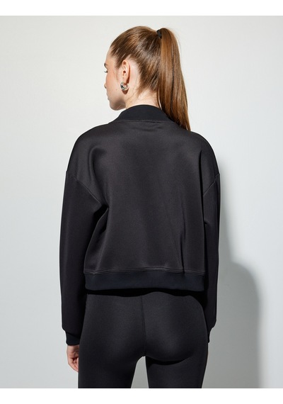 Koton Bomber Ceket Crop Kalın Modal Kumaş Düğmeli Cep Detaylı Siyah 5wak10096nk Siyah