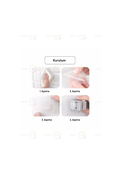 Mainshop Yapışkanlı Pratik Mop Temizlik Fırçası Tutucu Asma Askı Aparatı Paspas Sapı Tutucu 4 Adet M-310 Beyaz