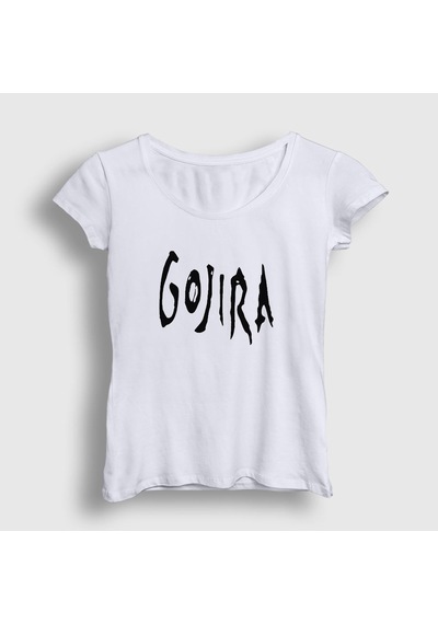 Presmono Kadın Logo Gojira T-shirt Beyaz