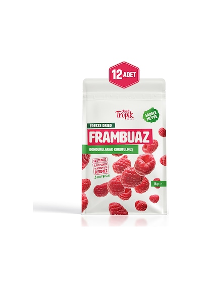 Dondurularak Kurutulmuş Frambuaz 18 G Freeze Dried Meyve Cipsi Çıtır Meyve Kurusu 12 Adet