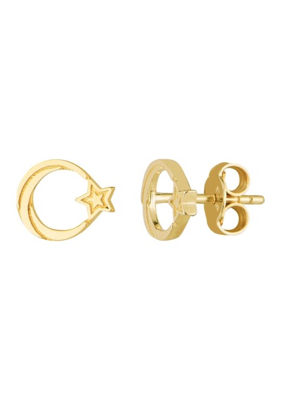 Goldkupe 14 Ayar Altın Ay Yıldız Küpe 0,94 Gr-1834