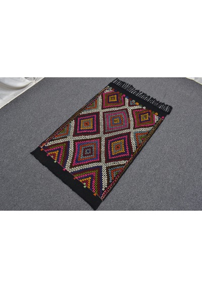 Zehra Abla Halı El Dokuması Geometrik Model Karapınar Yörük Cecim Yün Kilim 7166 Çok Renkli