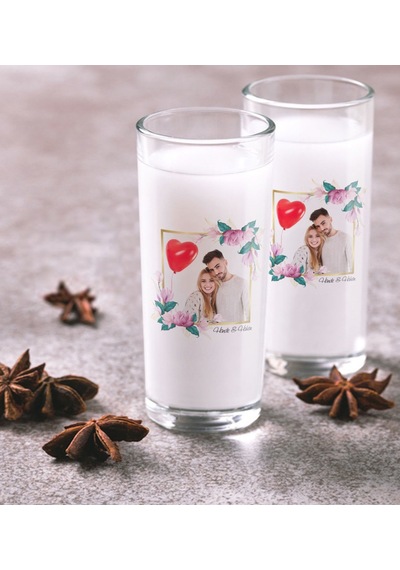 Kişiye Özel Renkli Baskılı İsimli Fotoğraflı İkili Rakı Bardağı Seti-30