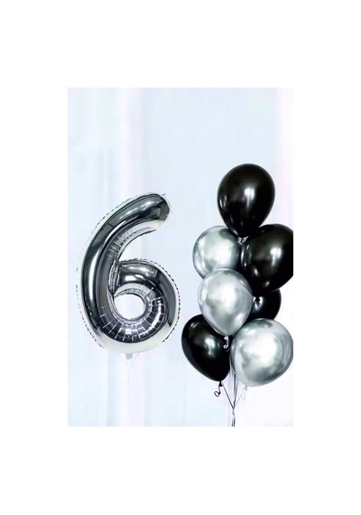 Rakam Folyo Balon Gümüş 102cm 40inç 6
