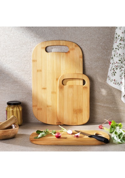 Schafer Woodart 3 Lü Oval Tutacaklı Kesme Tahtası Sarı