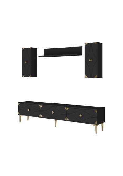 Tvr1897ag - Alfa Tvr180 Tv Ünitesi Takım , Tv Sehpası Antrasit - Gold 180cm