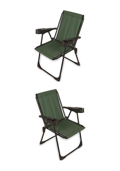 2 Adet Kamp Sandalyesi, Katlanır Kamp Sandalyesi, Bardaklıklı Kamp Sandalyesi,plaj Piknik Sandalyesi Yeşil