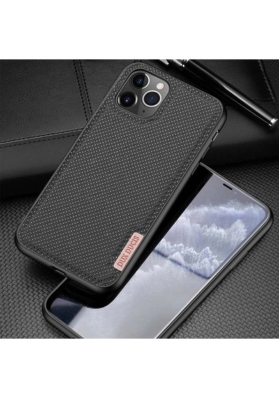 Dux Ducis Fino Serisi Apple iPhone Uyumlu iPhone 11 Pro 5.8inç Kılıf Premium Dokuma Silikon Kılıf- 5775 Siyah
