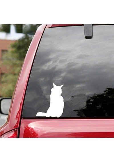 Araba Arka Cam için Kedi Gölgesi Sticker Yapıştırma Beyaz 18CM