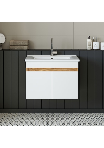 Roomart '' Lavabolu '' Atlantik-beyaz Mdf 65 Cm Banyo Alt Dolabı Atlantik Çam - Beyaz