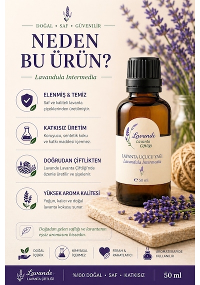 Lavande Lavanta Çiftliği Lavanta Yağı L.intermedia İçten Damlalıklı 50 ML