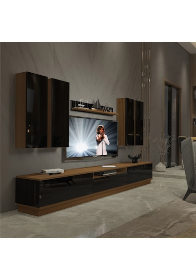 Decoraktiv Trendstyle 8ds Mdf Tv Ünitesi Tv Sehpası Ceviz - Siyah