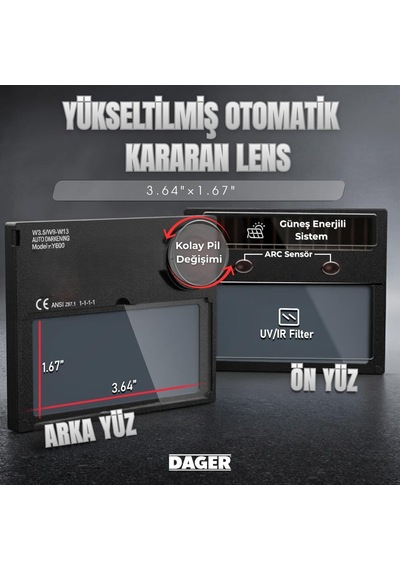 Merde Otomatik Kararan Colormatik Kaynak Maskesi Ayarlanabilir Kararma Seviyesi, Geniş Görüş, Profesyonel Tıg Mıg Mma Uyumlu Maske