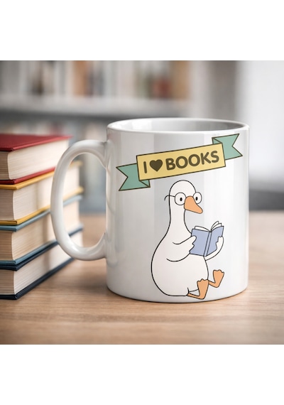 I Love Books Yazılı Tasarım Kupa Model 206 Kitap Severlere Özel Seramik Kahve Kupası Hediye Seçeneği Diğer